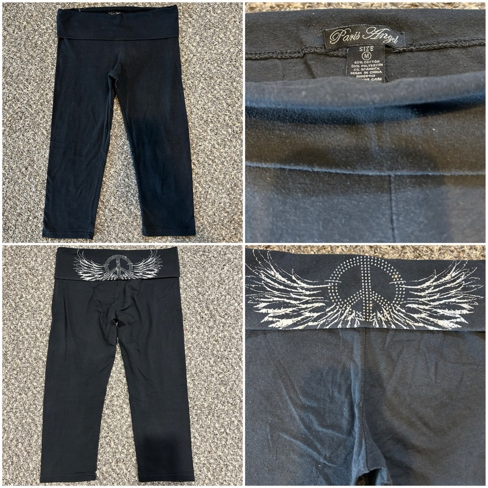Y2K-Era ☮️ Vintage Bling Cropped Foldover Leggings